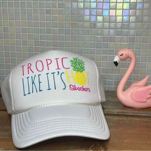 Skechers "Tropic Like It's Hot" White Trucker Hat Snapback Cap